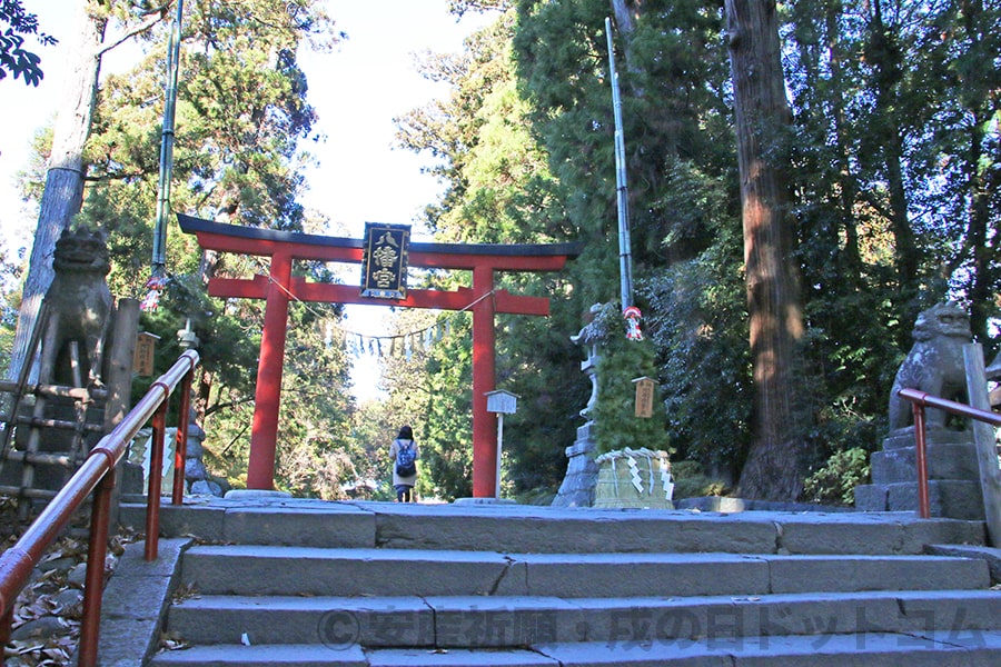 大崎八幡宮 大石段上りきった先の三之鳥居の様子
