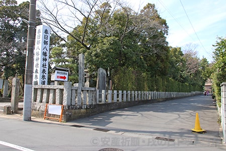 春日部八幡神社 左折後の駐車場までのルートの様子