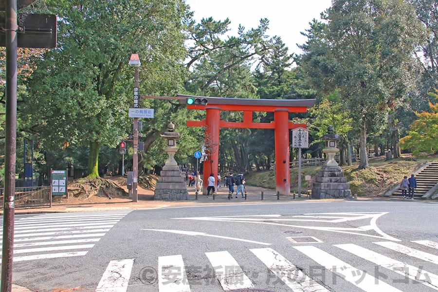 春日大社 境内入口一之鳥居の様子