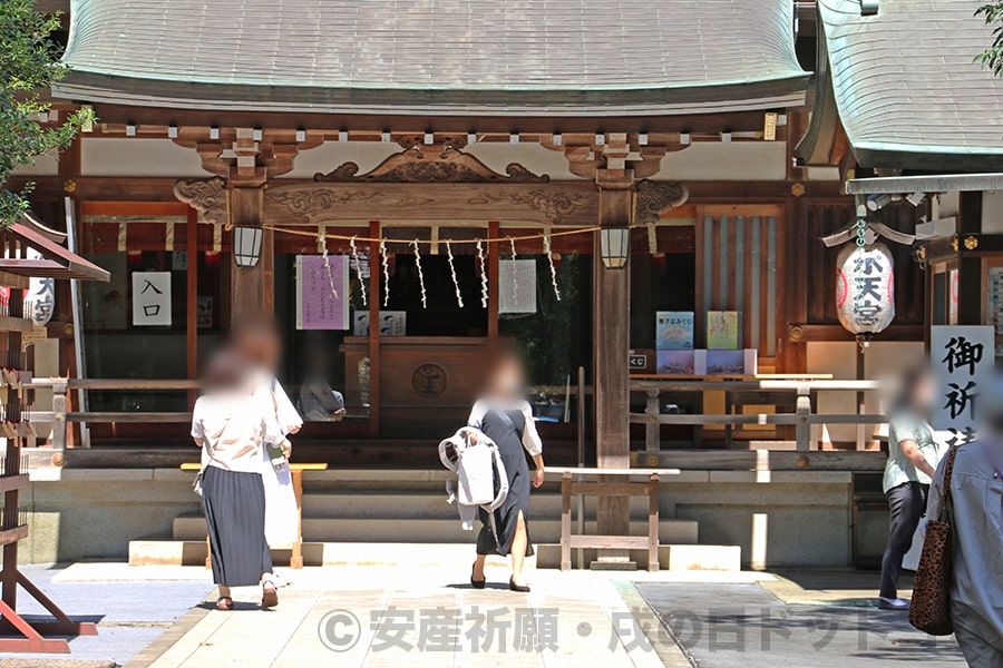 清瀬日枝神社・水天宮 安産祈願の御祈祷を終え本殿を後にする妊婦ママさんたちの様子（その1）