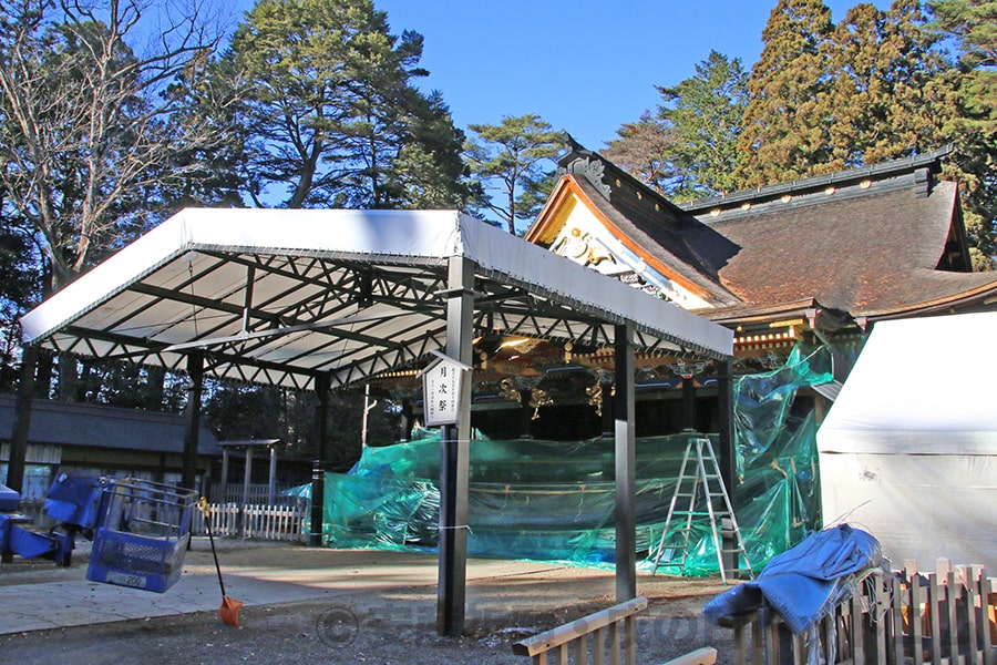 大崎八幡宮 御社殿改修現場の様子